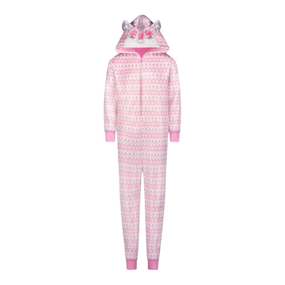Max & Olivia Girl's Novelty Hooded Unicorn Onesie Sleepwear